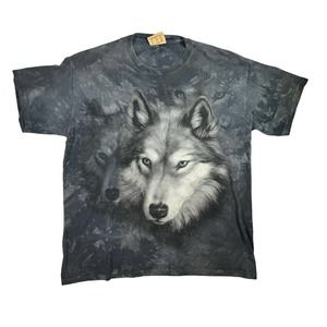 The Mountain T-Shirt Men's Size S Wolf‎ Nature Tee Graphic Tie-Dye Short Sleeve